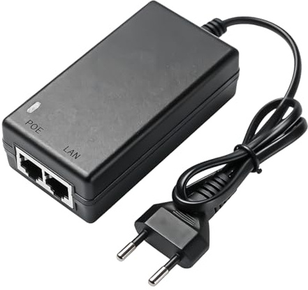 PoE Injector 48V 0.5A, Gigabit Ethernet Adapter Netzteil für IP-Kameras, VoIP-Telefone, Gigabit PoE Injektor, Wireless Access Points, Passive poe, Plug & Play, bis 100m Reichweite