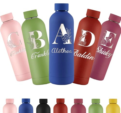 Oscolewis Personalised Water Bottles 16oz Custom Engraved with Name Logo Text Stainless Steel Frosted Businessteam Bottle School Back Gift