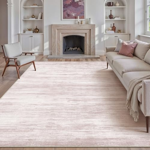PureCozy Teppich Wohnzimmer 200x300cm Rosa Waschbar Groß Carpet | Modern Abstrakter Teppich, Rutschfest, Waschbarer Weich, für Eingangsbereich, Küche, Bettvorleger
