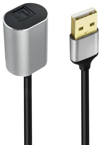 NONDK Adaptador de Audio Óptico USB A Toslink, Cable Convertidor de Fibra Óptica Digital USB A 2.0 Macho A SPDIF para PC Portátil.