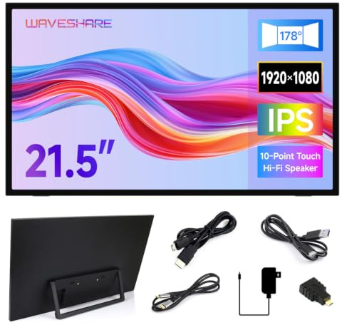 Waveshare 21.5 IPS Touch Monitor, Foldable Stand, 1080P, 144Hz, 10-point Cap Touch