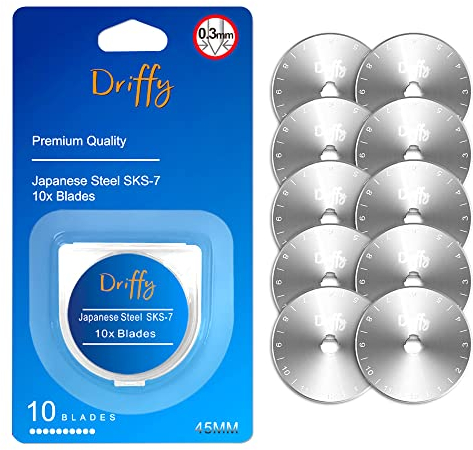 Rotary Cutter Blades 45mm - 10-PACK - fits OLFA, Fiskars Sewing Quilting Accessories Ruler