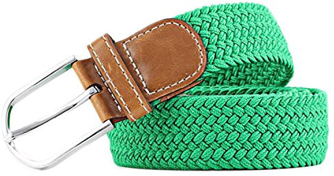 MeshiKAIER 41 x 1,3 Zoll Farbe Pure Unisex Gürtel aus geflochtenem elastischem und dehnbarem Gürtel mit Schnalle aus PU-Leder Gr. One size, grün
