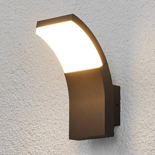 Lucande LED Wandleuchte außen Timm (spritzwassergeschützt (Modern) in Schwarz aus Aluminium (1 flammig,) - Außenwandleuchten Wandlampe Led Außenlampe Outdoor für Außenwand/Hauswand