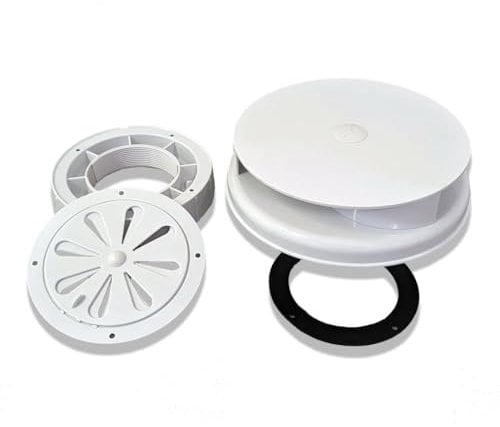 LOW PROFILE WHITE VAN ROOF AIR DUCT VENT VENTILATOR HORSEBOX CARAVAN DOG BUS 4X4 WIND DRIVEN ROTATING VENT