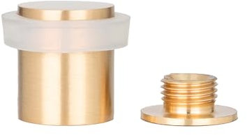 EVI Herrajes | Brass Door Stop | Ø20x25mm | Floor Mounted | Matte Finished Brass | White Silicone Protection | Includes Screw + Fastening Plug | Model I-180-BCB