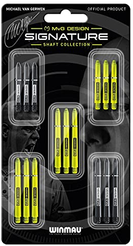 WINMAU MvG Van Gerwen Signature Nylon-Schäfte, Starke und mittlere Dartschäfte, Grün und Schwarz, 5 Sets