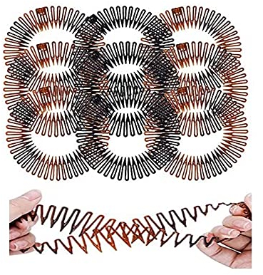 PMELCXD Voll Kreisförmig Stretch Kamm Flexibler Kunststoff Kreis Kamm Stretch Haarkamm Stirnband Haarbandhalter 9P, geeignet für Damenmodeaccessoires
