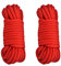 2 pezzi Corda in cotone morbido, Largo 6 mm, Lungo 10 m, Multifunzionale Spesso Corda Intrecciata, per Campeggio, Giardinaggio, Canottaggio, Tiro Alla Fune, Animali Domestici, Arrampicata (Rosso)