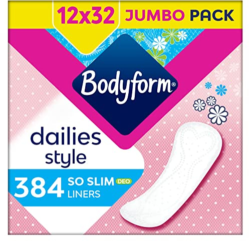 Bodyform Dailies So Slim Panty Liners, 336 (12 x 28 Packs) Lightly Scented, Breathable, Flexible, Individually Wrapped Liners