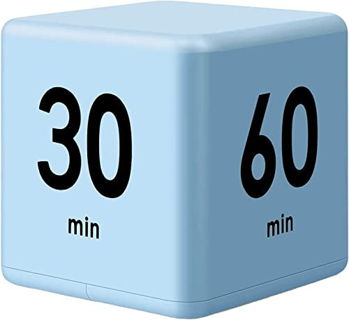 DQDEDIAN Würfel-Timer, Küchentimer mit Schwerkraft-Flip-Countdown-Einstellungen, 15-20-30-60 Minuten für Zeitmanagement und Arbeit, Studium, Schreibtisch, Training, Kochen, Backen (blau)