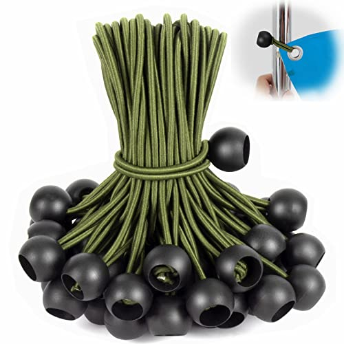 TaoTazon Spanngummis mit Kugel 50 Stück, Planenspanner mit Kugel 15cm, Gummispanner Zeltgummis Expanderschlingen Gummischlaufen für Planen Zelt Banner Netz Pavillions