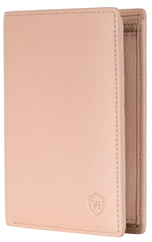 VON HEESEN Leder Geldbörse Herren mit Münzfach & RFID Schutz I Echtleder Geldbeutel für Männer & Damen I Portemonnaie Brieftasche Wallet Portmonee (Rose, MIT MÜNZFACH)
