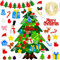 Dreamtop Filz Weihnachtsbaum DIY Weihnachtsbaum Dekoration 32 PCS Abnehmbare Hängenden Ornamenten Weihnachtsbaum Dekor für Kinder mit 3m LED Lichter Filz Stoff Für Weihnachtsspiel Wandbehang Deko