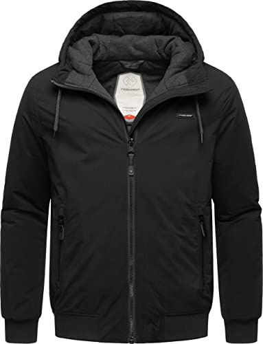 Ragwear Herren warme wasserdichte und atmungsaktive Winterjacke kurz mit verstellbarer Kapuze Maddy Black Gr. L