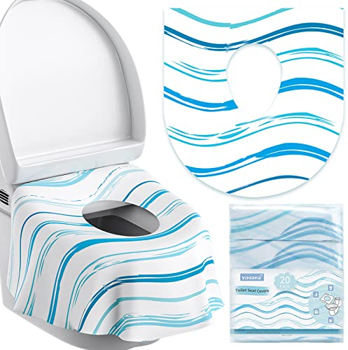 YIHATA 20Pcs Disposable Toilet Seat Covers for Kids and Adults, Toddlers Potty Training in Public Restrooms Travel Hotel Bathroom, Extra Large Size, Individually Wrapped, Waterproof Anti Slip