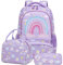Kimwadalh Mochila Arcoiris Niña Mochila Primaria Escolar Niñas Set de Mochila Colores Niña,Mochila Infantil + Bolsa de Almuerzo + Estuche,Mochila para Escuela,Viajes