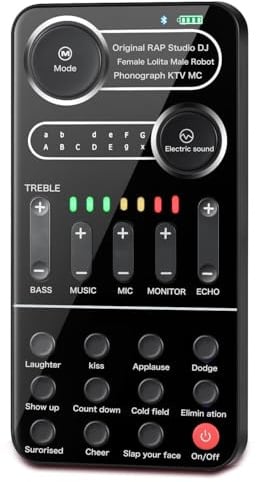 Sprachwechsler für XboxOne Phone, Bluetooth 5.3 Tragbares Handmikrofon Sprachwechsler-Disguiser-Modulator, Live-Soundkarte für Gaming-Livestreaming