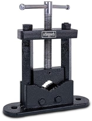 Scheppach Rohrschraubstock SPV50 Black Edition Schraubstock | Spannweite 0-75 mm | Spannbackenbreite 65 mm | Rohrfixierung max. 65 mm Ø | Spannkraft 30 Kn