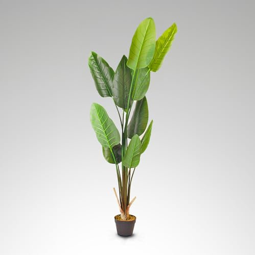 Kentis - Strelitzia Finta - Pianta Artificiale - Piante Finte da Interno di Design con Vaso - Piante Artificiali da Esterno - Alta 170 cm