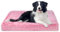 MDDK DY Panier Chien, Tapis Chien Grande Taille, Panier Chien Dehoussable Lavable, Rembourrage Moelleux, Panier Grand Chien, Base Antidérapante, Longue Peluche, Rose 100 x 60 x 10 cm