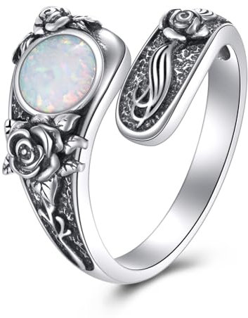 VENACOLY Rose Löffel Ringe 925 Sterling Silber Opal Daumen Ringe Schmuck Geschenke für Frauen