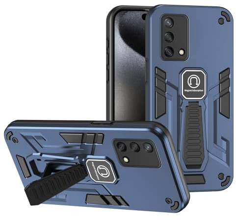 Coque arrière pour smartphone Coque compatible avec OPPO A74 5G/A54 5G/A93 5G avec béquille intégrée, qualité militaire, anti-chute, coque de protection intégrale en caoutchouc TPU et coque rigide en