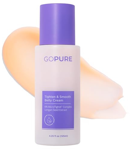 GOPURE Tighten & Smooth Belly Cream - Clinically Tested with MicroTight4 Complex to Reduce the Appearance of Cellulite & Stretch Marks - Quick Absorbing for Smoother, Firmer-Looking Skin, 4.25oz