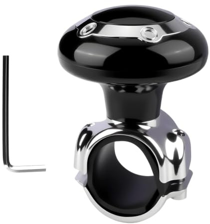 Lenkradknauf 360° Universal Lenkhilfe Schwarz – Abnehmbarer Drehknopf mit Schraubenschlüssel für Auto, LKW, Traktor, Boot, Gabelstapler, Rasenmäher – Ergonomischer Lenkradgriff | Lenkrad, ergonomisch, für Autos, LKWs, Traktoren, Boote, Rasenmäher, Wagen, Hebebühnen, einfache Installation, Durab