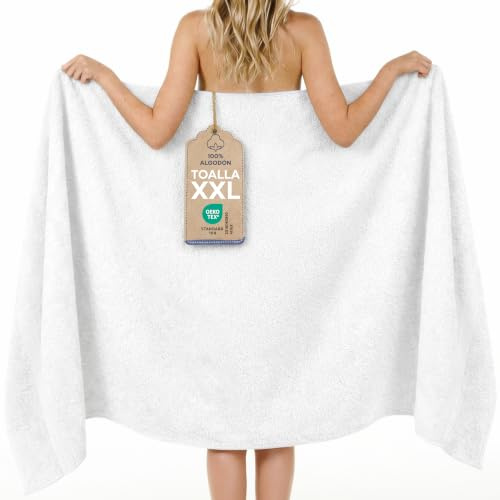 Twinzen - Asciugamano Bagno Grande 100% Cotone - 100x200 cm | Bianco · Assorbente e Morbido · 360 GSM · Con Passante · Certificato OEKO-TEX · Telo Doccia XXL