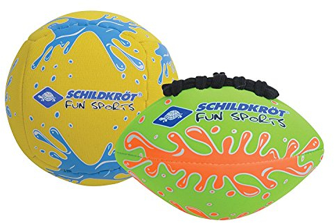 Schildkröt® Mini-Ball-Duo Pack, Set bestehend aus 1 Volley und 1 American Football, Ø 9 cm, griffig und salzwasserfest, ideal für Strand und Wasser, 970282