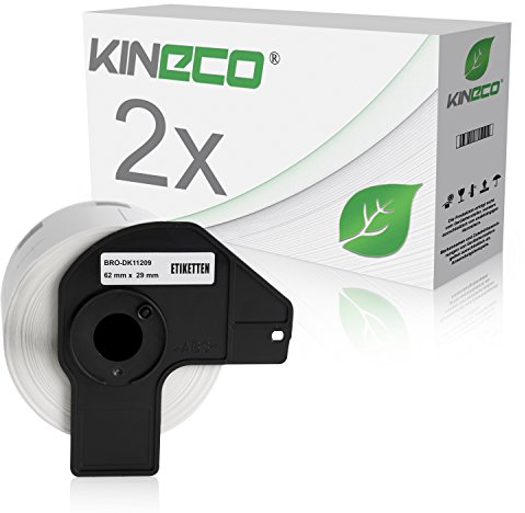 Kineco 2X Adress-Etiketten 29mm x 62mm kompatibel für Brother DK11209 - je 800 Stück P-Touch QL-1050 1060N 500 550 560 570 580 700 500 A BS BW 560 VP YX 580N 650TD 710W 720NW