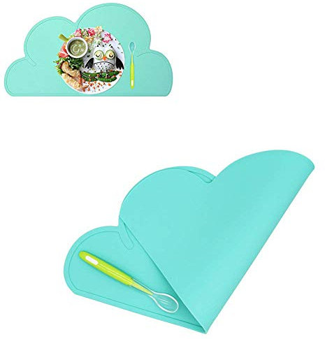 Tischset Kinder platzdeckchen Kinder silikon Wolke platzset wasserdicht (Grün)