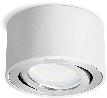 SSC-LUXon CELI-1W LED Aufbauspot weiß rund - flach & schwenkbar - Aufbaustrahler inkl. wechselbarem LED Modul 4W warmweiß 230V