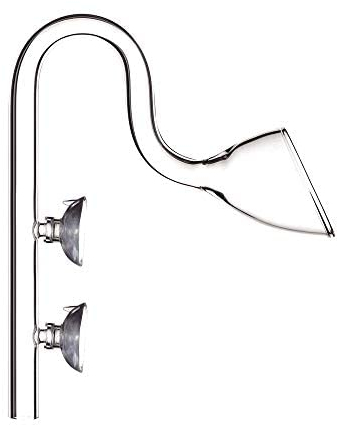 FZONE Wasserlilien-Ablaufgarnitur aus Glas mit Saugnäpfen für Aquarium-Pflanzen und Marinefilter, 16/22 mm