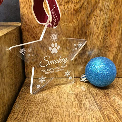 Personalised Pet Memorial Christmas Tree Star Decoration - Perfect Way to Remember Your Pet This Christmas