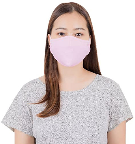 Lofbaz Tissu De Coton De Masque Facial En Tissu Avec Poche De Filtre Lavable Réutilisable (Rose – Paquet de 3, Adulte S)