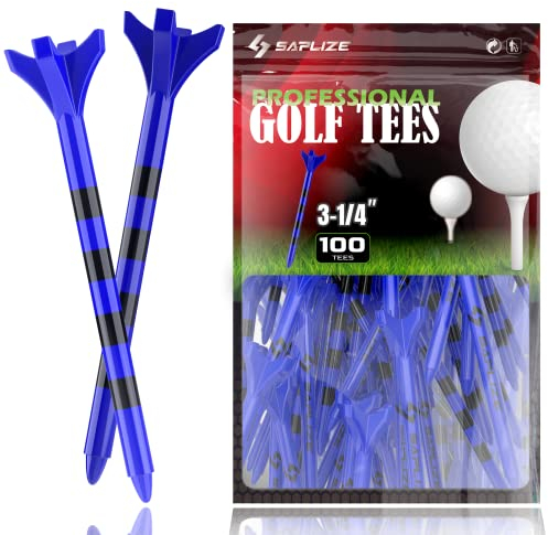 SAPLIZE Kunststoff Golf Tees 100 Stück 83mm Reduzierte Reibung & Side Spin 4 Zinken Kunststoff Tees, Blaue Farbe