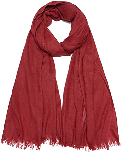 Damen Sommer Schals Baumwolle Leichte Große Lange Gaze Damenschal Eleganter Plain Tücher 75”×43”,Burgund