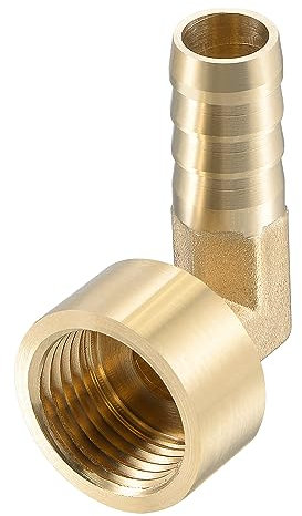 sourcing map Raccord Cannelé Tuyau Laiton Coude 12mm x G1/2 Tuyau Femelle Connecteur Adaptateur pour Eau Carburant Air