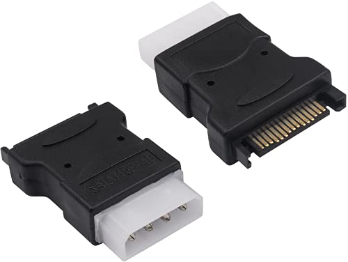 Duttek Adattatore di alimentazione Molex a SATA, 4 pin maschio IDE Molex a Sata 15 pin maschio adattatore convertitore per cavi di alimentazione SATA PC, hard disk HHD/SSD/DVD RW, confezione da 2