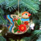 Vogel Christbaumschmuck aus Holz handbemalt 9 x 7 x 0,5 cm Rustikaler Weihnachtsschmuck nach mit der Petrykiwka-Malerei, Vogel Deko Hängend. Ukrainische Geschenke