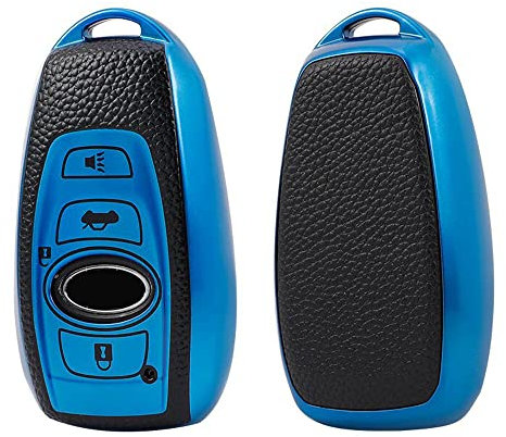 ontto Autoschlüssel Hülle Cover Passt für Subaru XV BRZ Forester 2019 Legacy Outback Schlüssel Zubehör Schlüsselanhänger TPU Schutzhülle Schlüsselcover Schlüsselbox Etui 4 Tasten-Blau