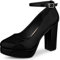 Allegra K Women's Platform Pumps Ankle Strap Chunky High Heels Pumps Black 6 UK/Label Size 8 US