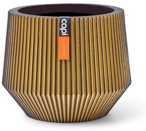 Capi Europe - Gefäß Zylinder geo Groove Black & Gold - 13x10 - Gold - Öffnung Ø10 - Blumentopf für drinnen - BGVGB332