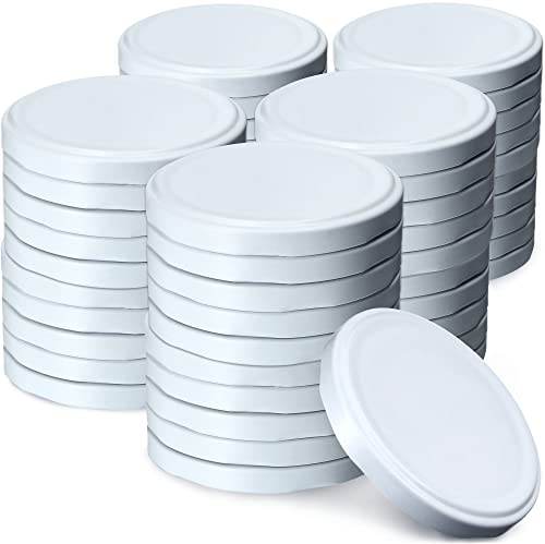 KADAX Schraubdeckel fi82 mm, Twist-Off-Deckel Set aus Metall, Ersatzdeckel für Einmachgläser, Deckel mit 6 Einrastzähnen für Sturzgläser und Einmachgläser (Weiß, 50 Stück)