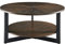 PADMA HOUSE Round Coffee Tables for Living Room, 2 Tier Solid Wood Coffee Table with Storage, Circle Coffee Table with Black Metal Legs Easy Assembly (Rustic Brown, 85D * 45.3H)