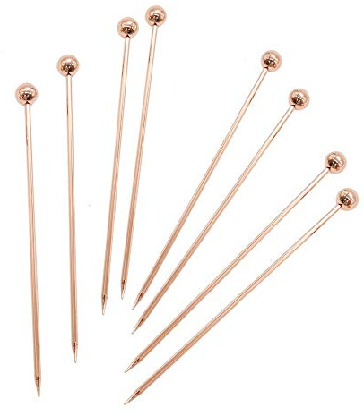 15 Stück Edelstahl Cocktail Picks Metall Martini Picks 10,9 cm Roségold