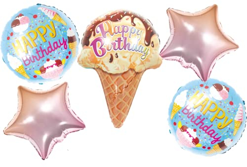 DIWULI Eis Luftballon-Set - Eiscreme Geburtstag Kinder-Party