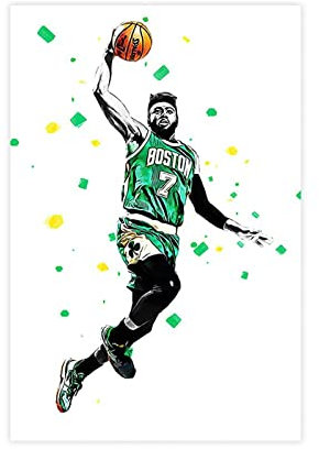 ZBOYZ Jaylen Brown Poster for Wall Decor Canvas for Boys Bedroom Wall Basketball Wallpaper Signed Dunking Posters Unframe-style 16x24inch(40x60cm)